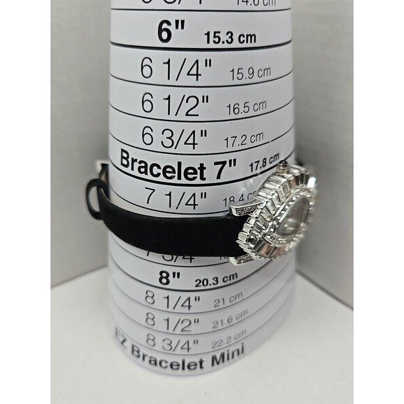 Victoria Wieck B6491 Teardrop Crystal MOP Dial Black Leather Watch New Battery main image 6